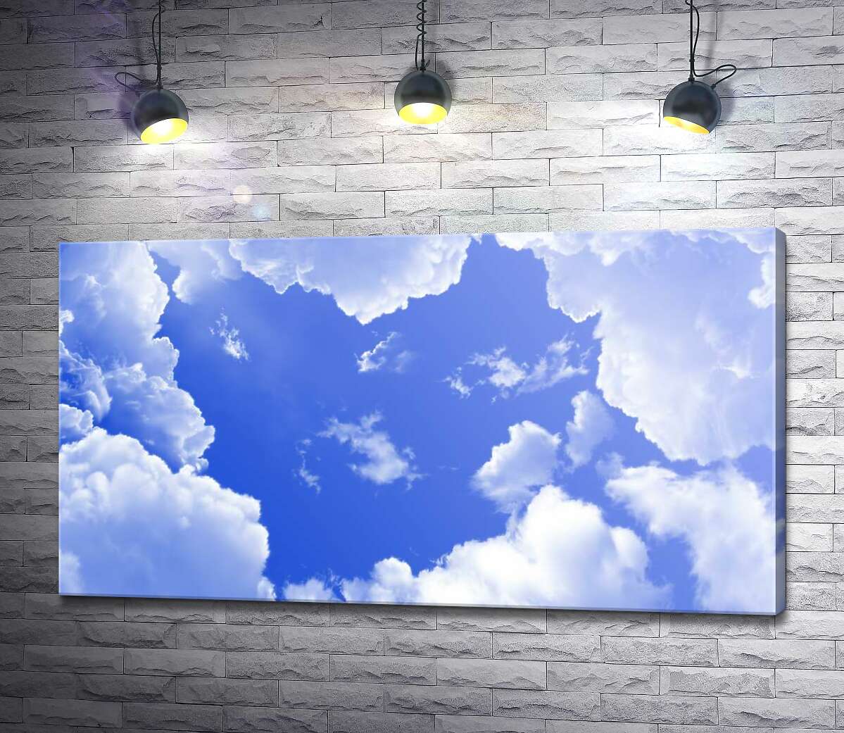 картина Серце з небесної блакиті в рамці із пухнастих хмар