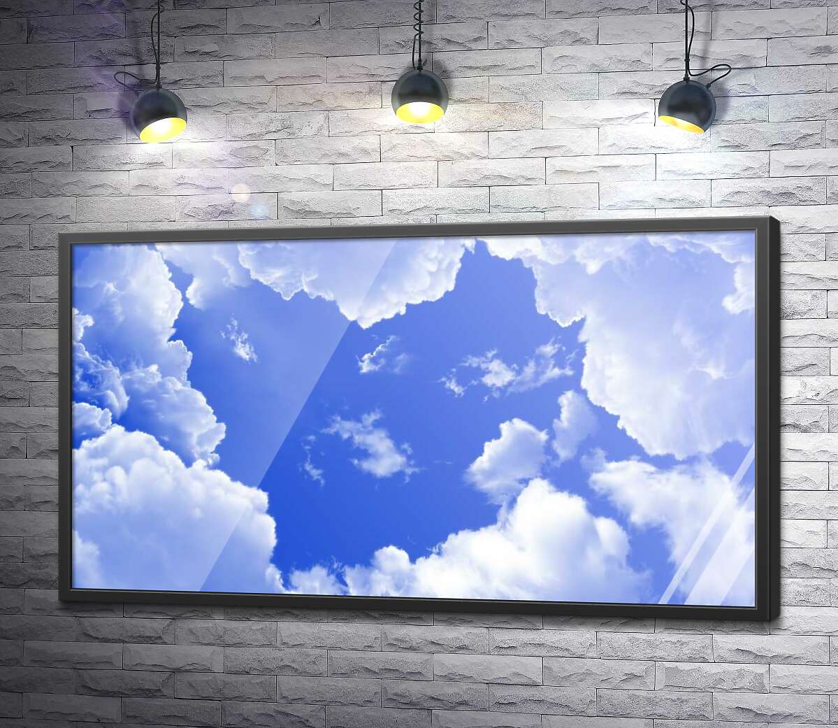 постер Серце з небесної блакиті в рамці із пухнастих хмар