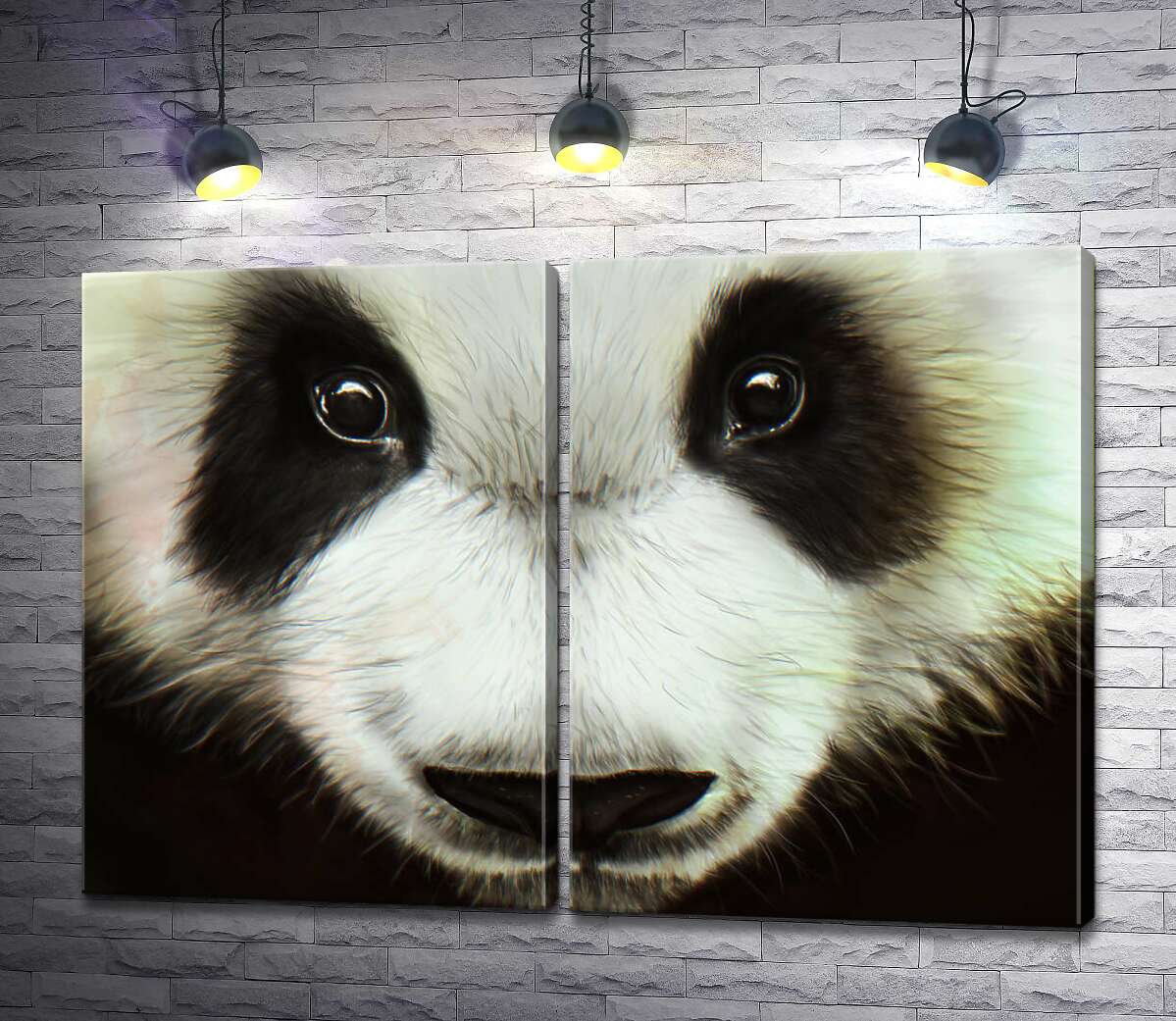 модульная картина Черно-белая мордашка любознательной панды