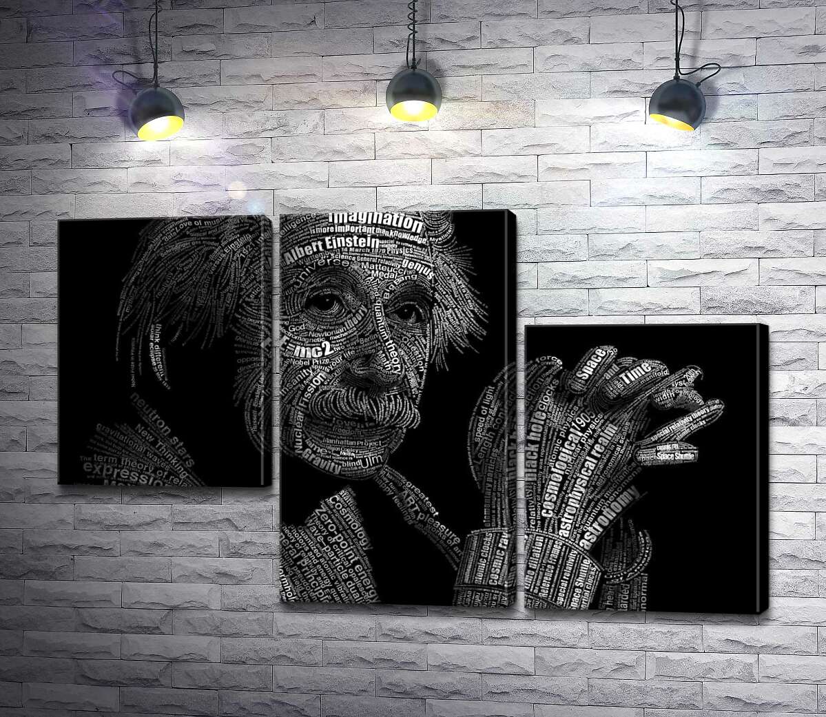 модульна картина Портрет Альберта Ейнштейна (Albert Einstein) із сотні наукових термінів (Модуль №13)