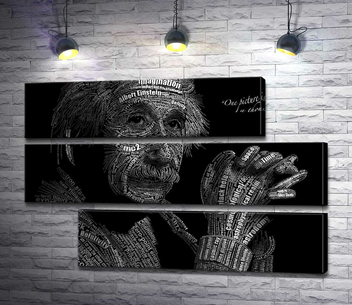 модульна картина Портрет Альберта Ейнштейна (Albert Einstein) із сотні наукових термінів (Модуль №16)
