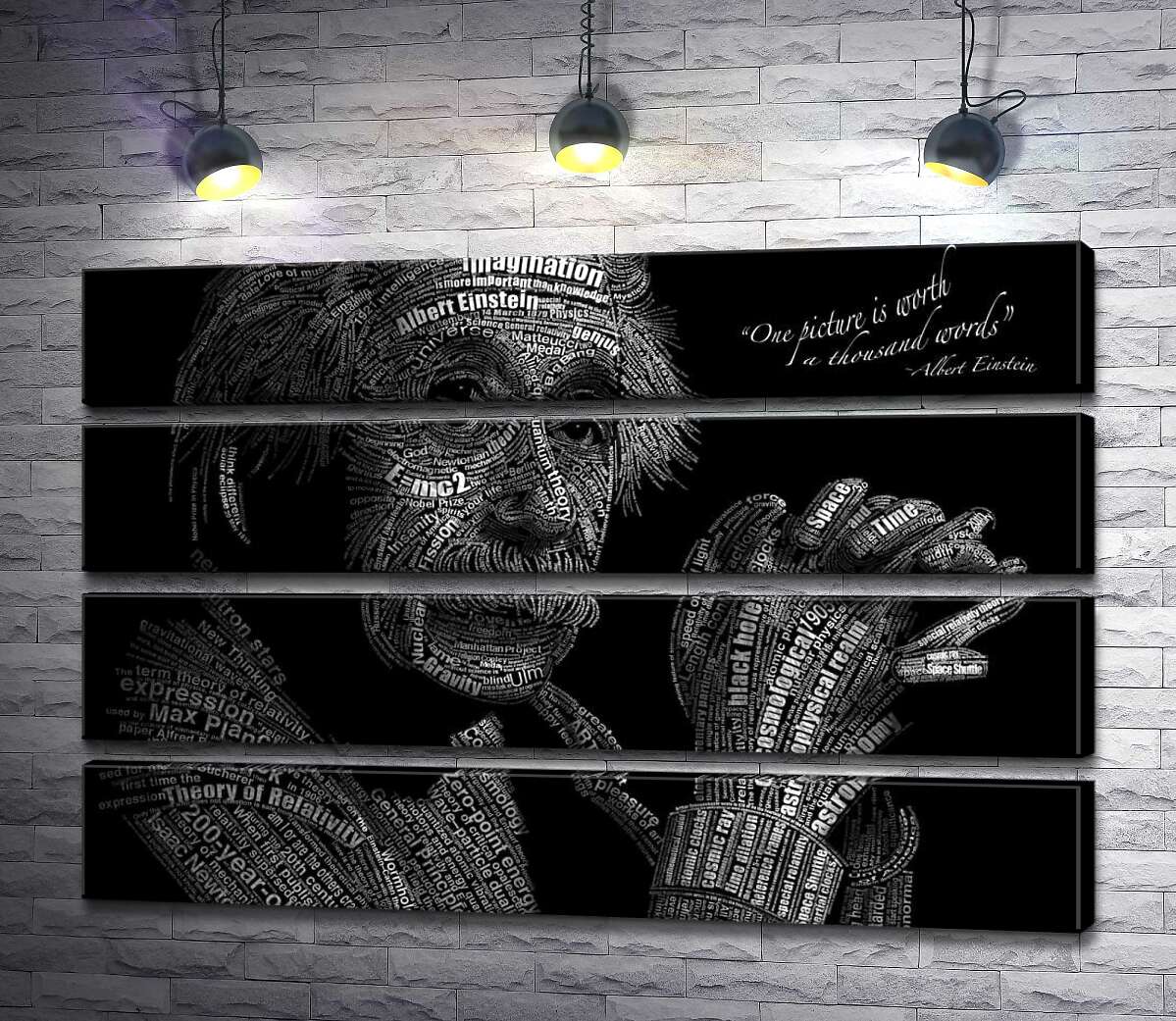 модульная картина Портрет Альберта Эйнштейна (Albert Einstein) из сотни научных терминов (Модуль №22)