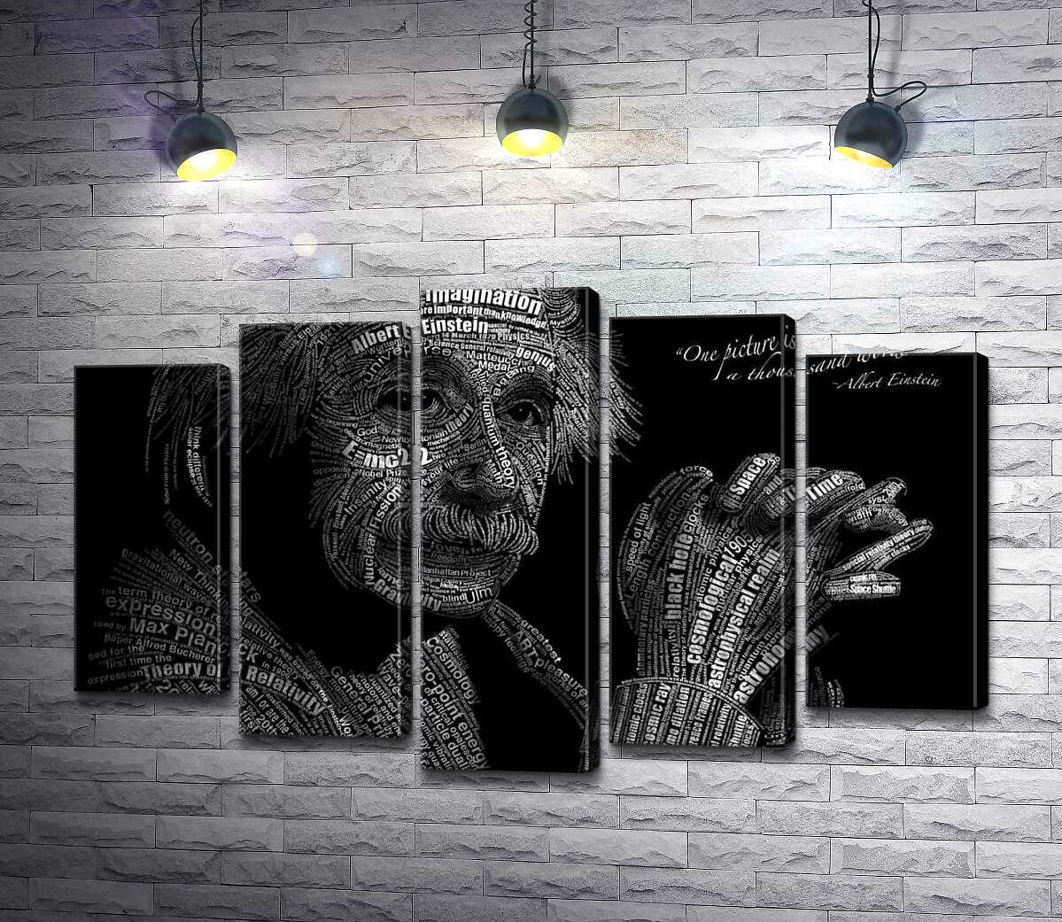 модульна картина Портрет Альберта Ейнштейна (Albert Einstein) із сотні наукових термінів (Модуль №4)