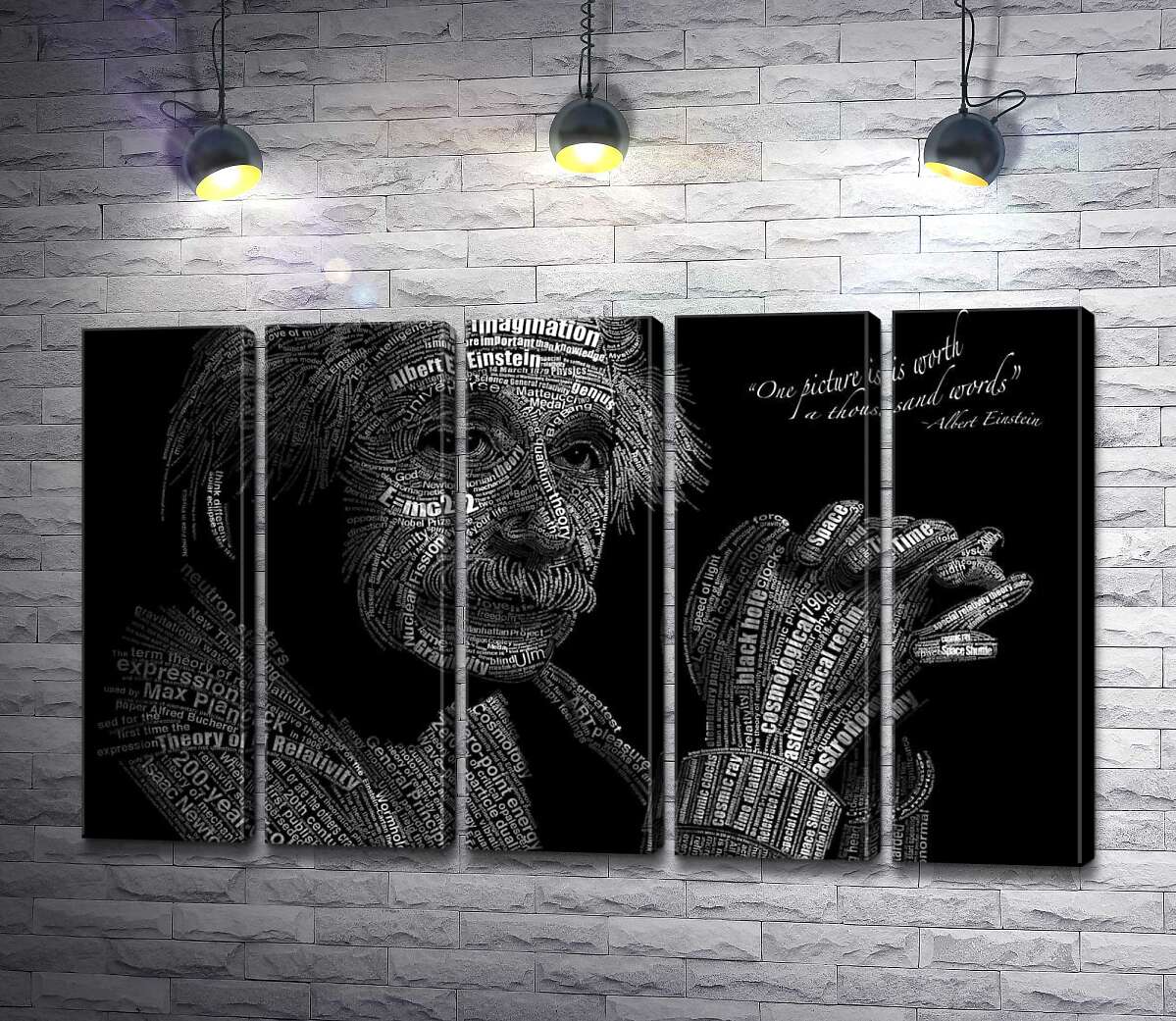 модульная картина Портрет Альберта Эйнштейна (Albert Einstein) из сотни научных терминов (Модуль №26)
