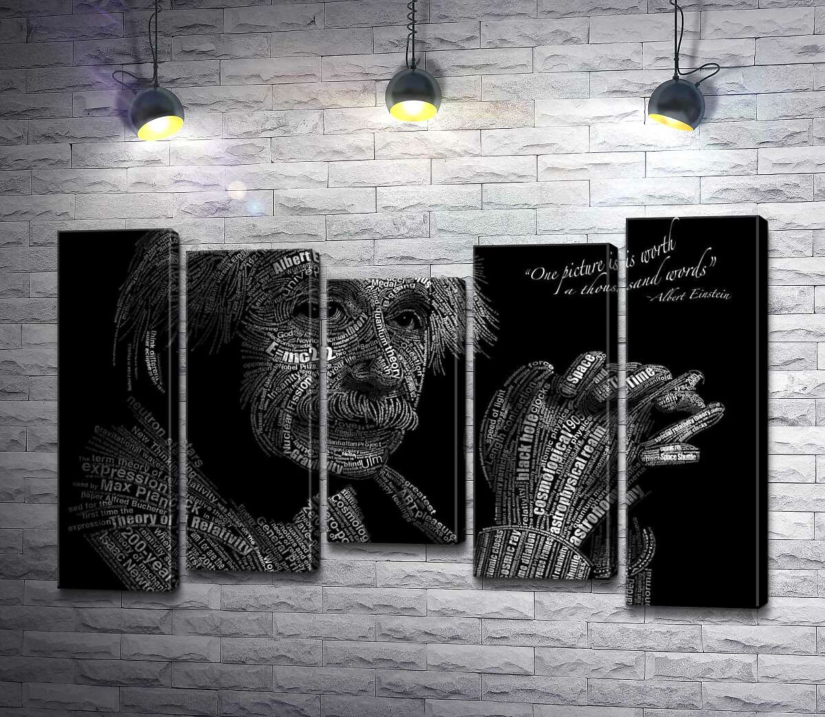 модульна картина Портрет Альберта Ейнштейна (Albert Einstein) із сотні наукових термінів (Модуль №27)