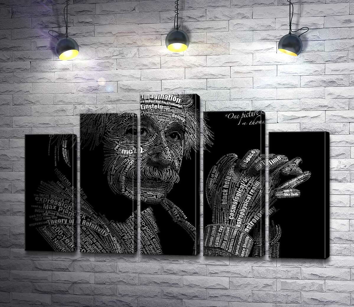 модульна картина Портрет Альберта Ейнштейна (Albert Einstein) із сотні наукових термінів (Модуль №29)