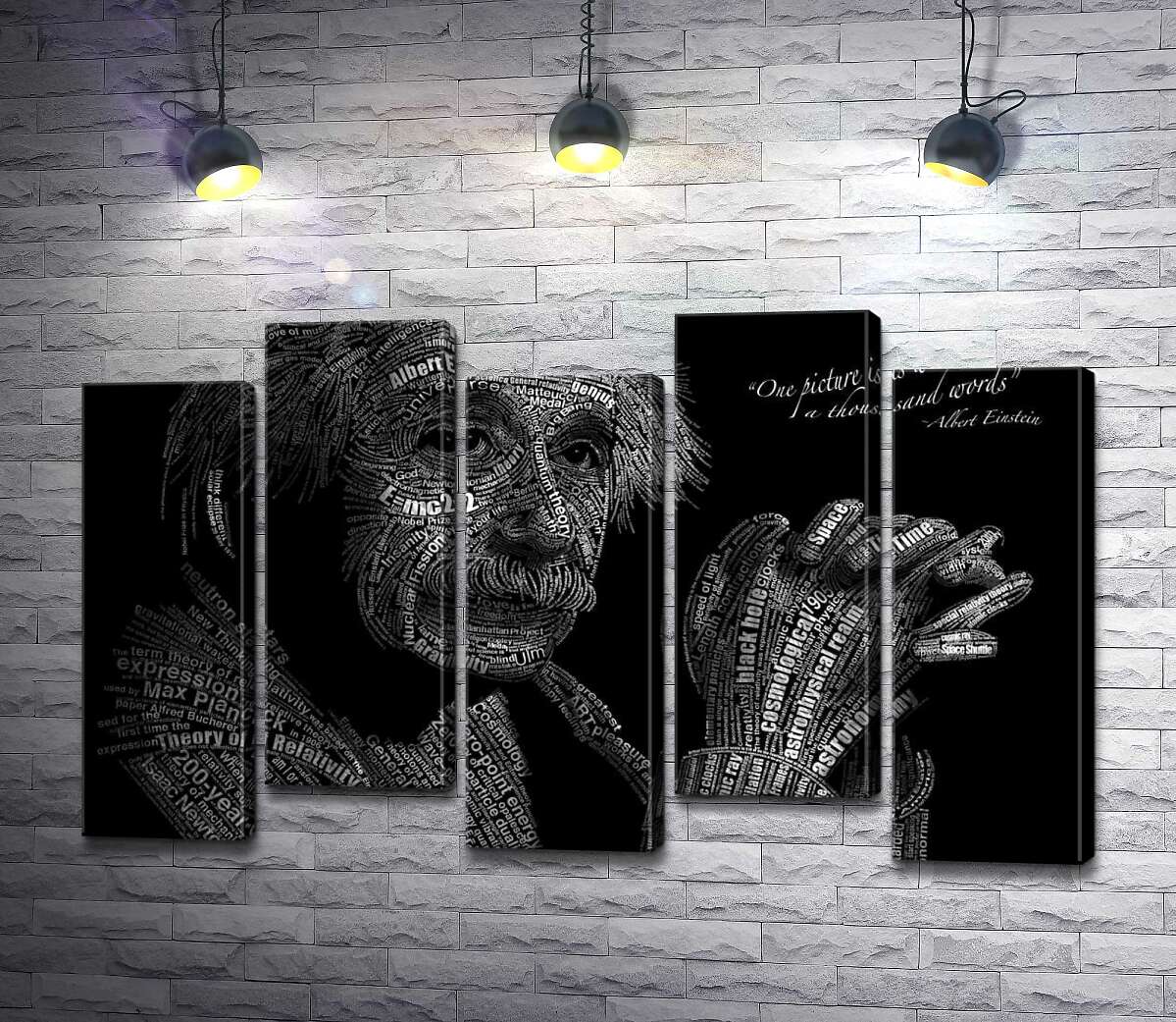 модульна картина Портрет Альберта Ейнштейна (Albert Einstein) із сотні наукових термінів (Модуль №30)