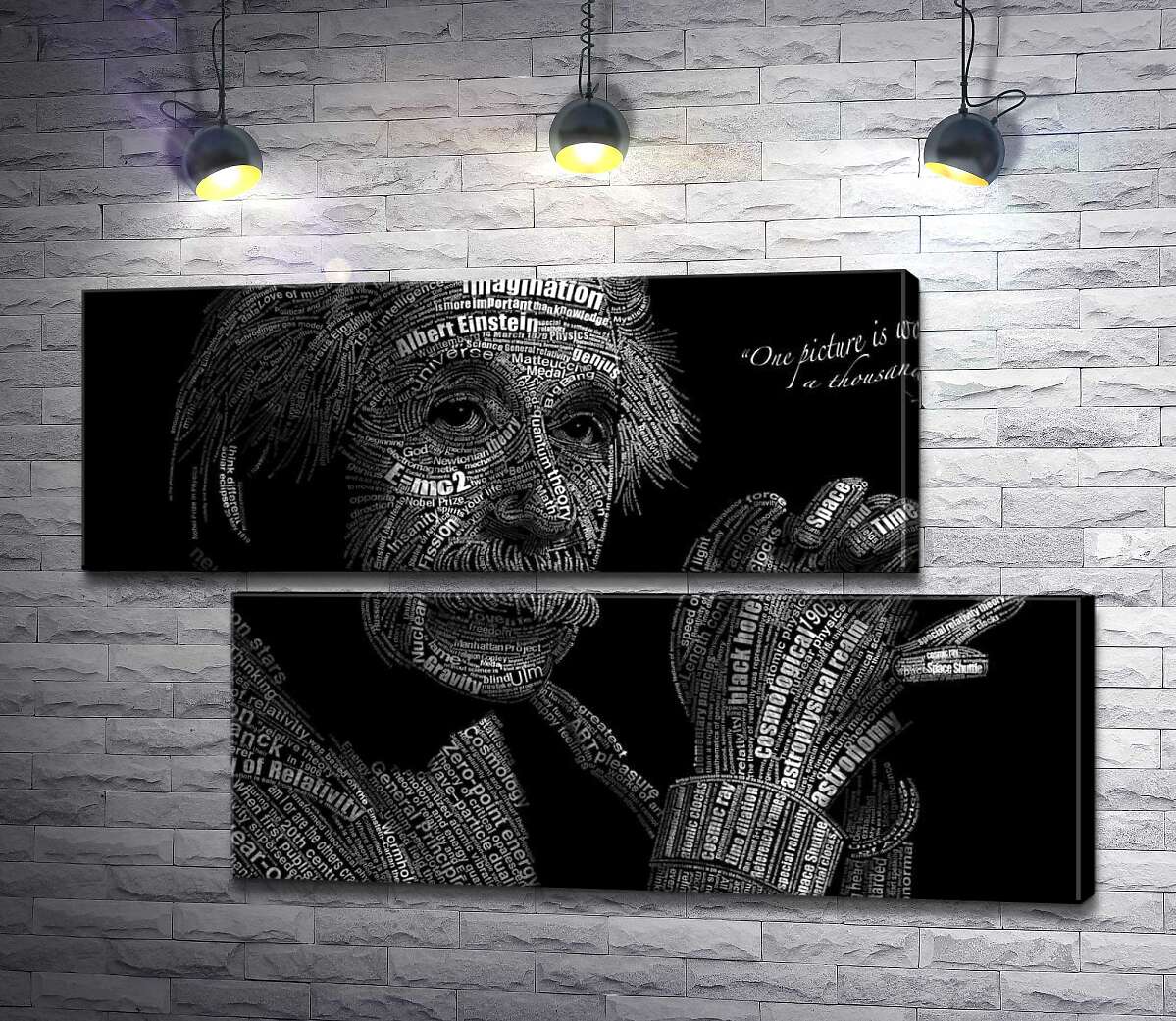 модульная картина Портрет Альберта Эйнштейна (Albert Einstein) из сотни научных терминов (Модуль №8)