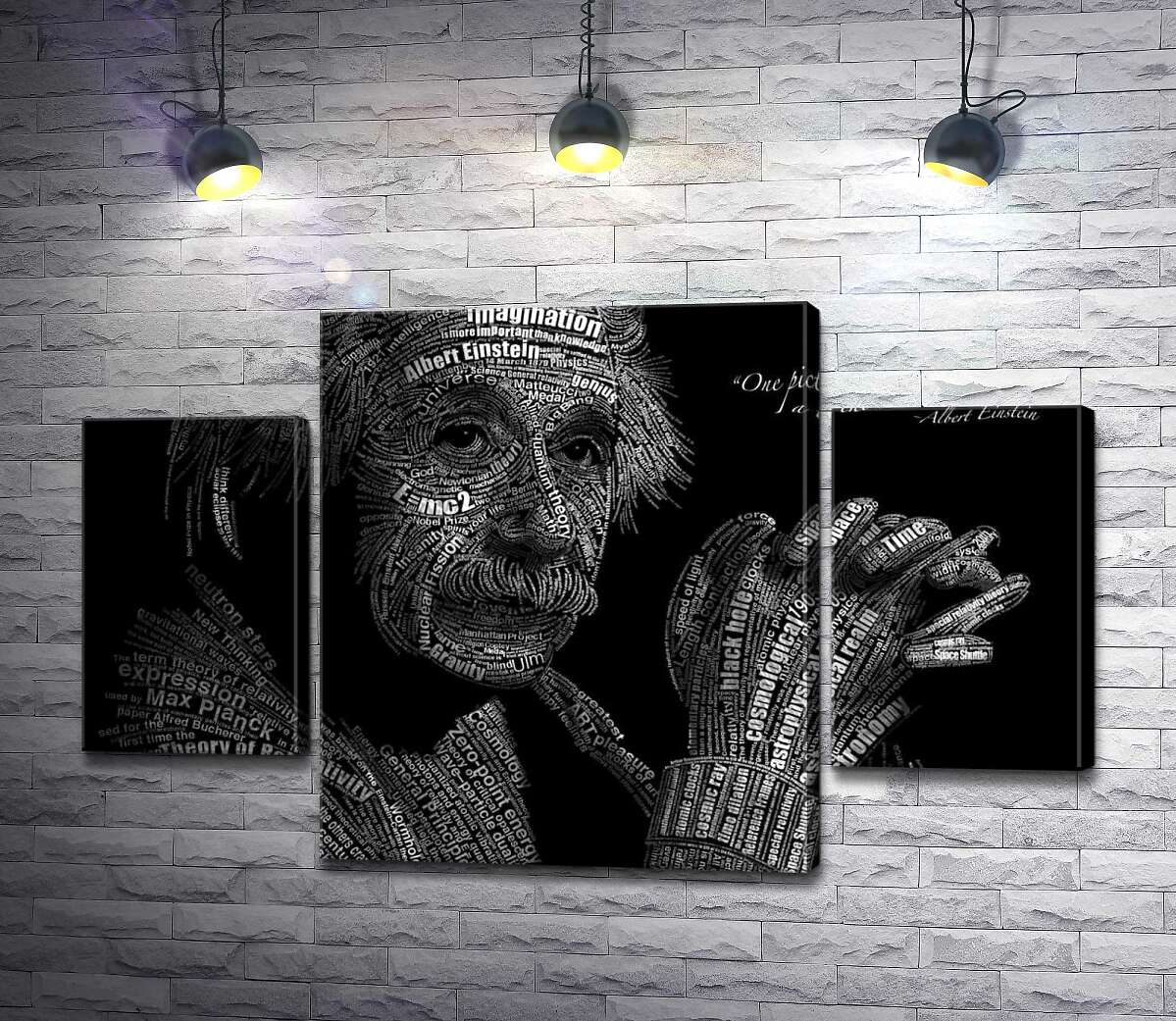 модульная картина Портрет Альберта Эйнштейна (Albert Einstein) из сотни научных терминов (Модуль №5)