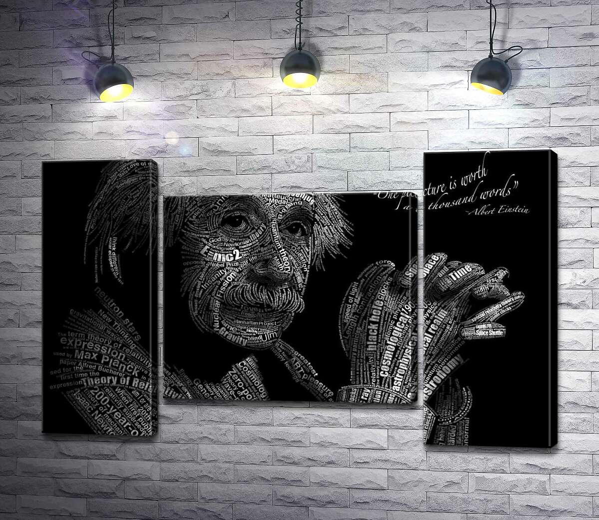 модульна картина Портрет Альберта Ейнштейна (Albert Einstein) із сотні наукових термінів (Модуль №11)