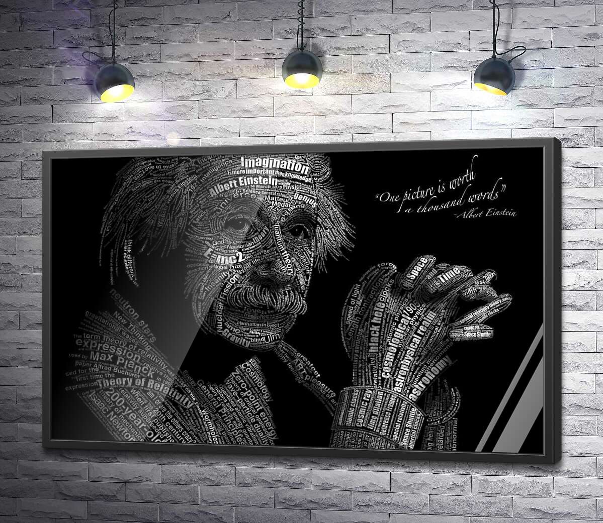 постер Портрет Альберта Ейнштейна (Albert Einstein) із сотні наукових термінів
