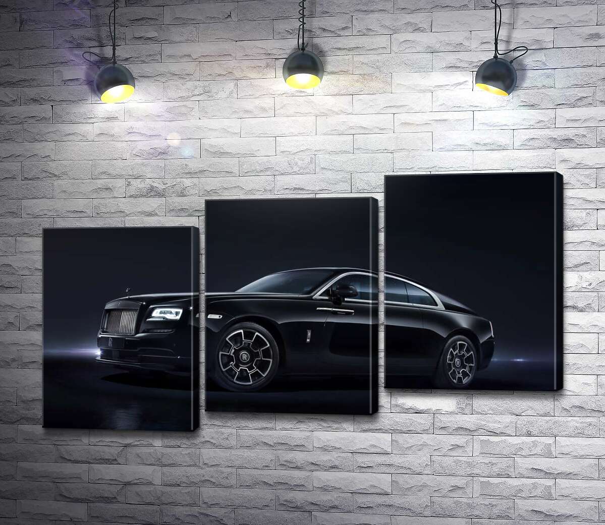 модульна картина Чорний автомобіль класу люкс Ролс-Ройс (Rolls-Royce Wraith Black Badge) (Модуль №14)