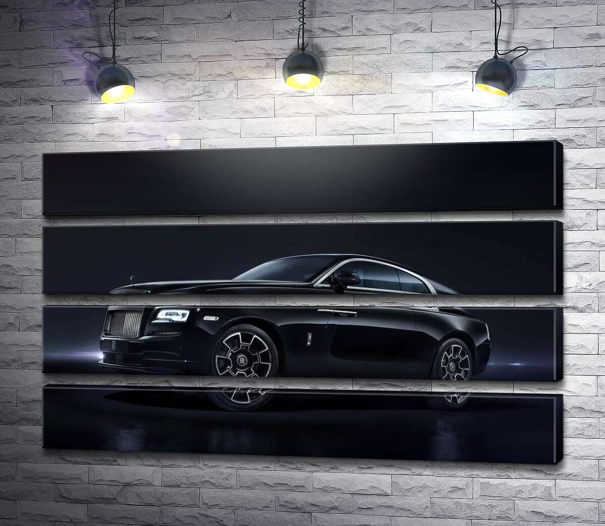 модульна картина Чорний автомобіль класу люкс Ролс-Ройс (Rolls-Royce Wraith Black Badge) (Модуль №22)