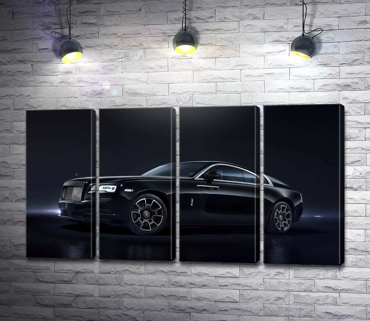 модульна картина Чорний автомобіль класу люкс Ролс-Ройс (Rolls-Royce Wraith Black Badge) (Модуль №24)