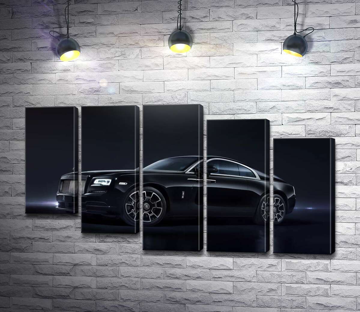 модульна картина Чорний автомобіль класу люкс Ролс-Ройс (Rolls-Royce Wraith Black Badge) (Модуль №28)