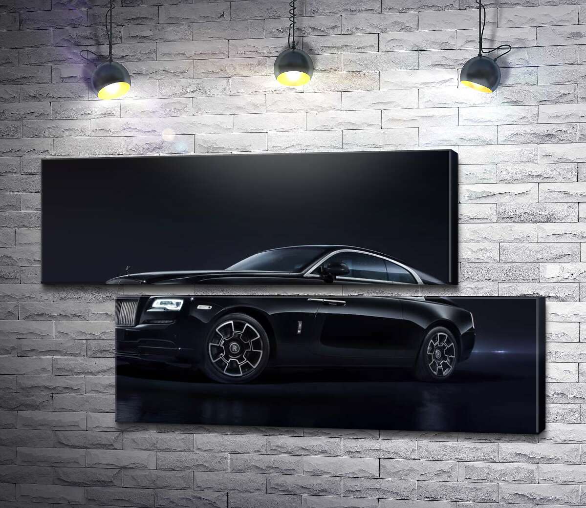 модульная картина Черный автомобиль класса люкс Роллс-Ройс (Rolls-Royce Wraith Black Badge) (Модуль №8)