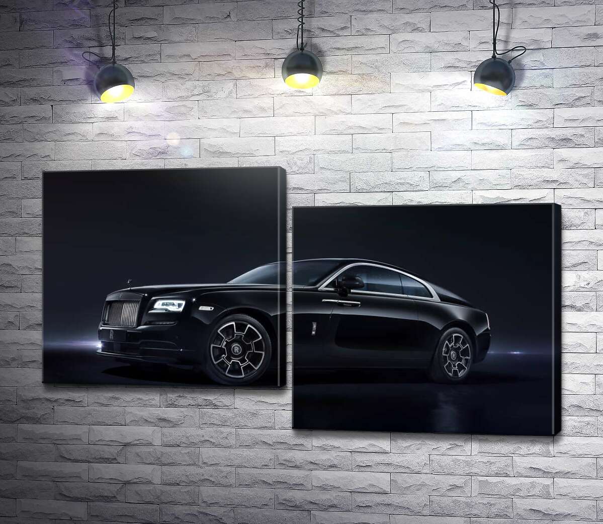 модульна картина Чорний автомобіль класу люкс Ролс-Ройс (Rolls-Royce Wraith Black Badge) (Модуль №9)