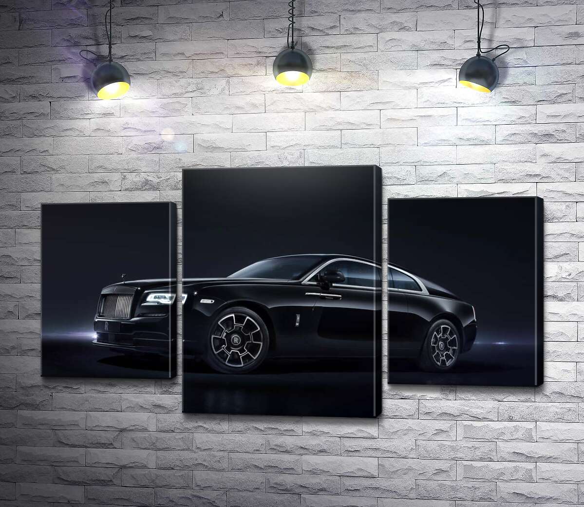 модульна картина Чорний автомобіль класу люкс Ролс-Ройс (Rolls-Royce Wraith Black Badge) (Модуль №10)