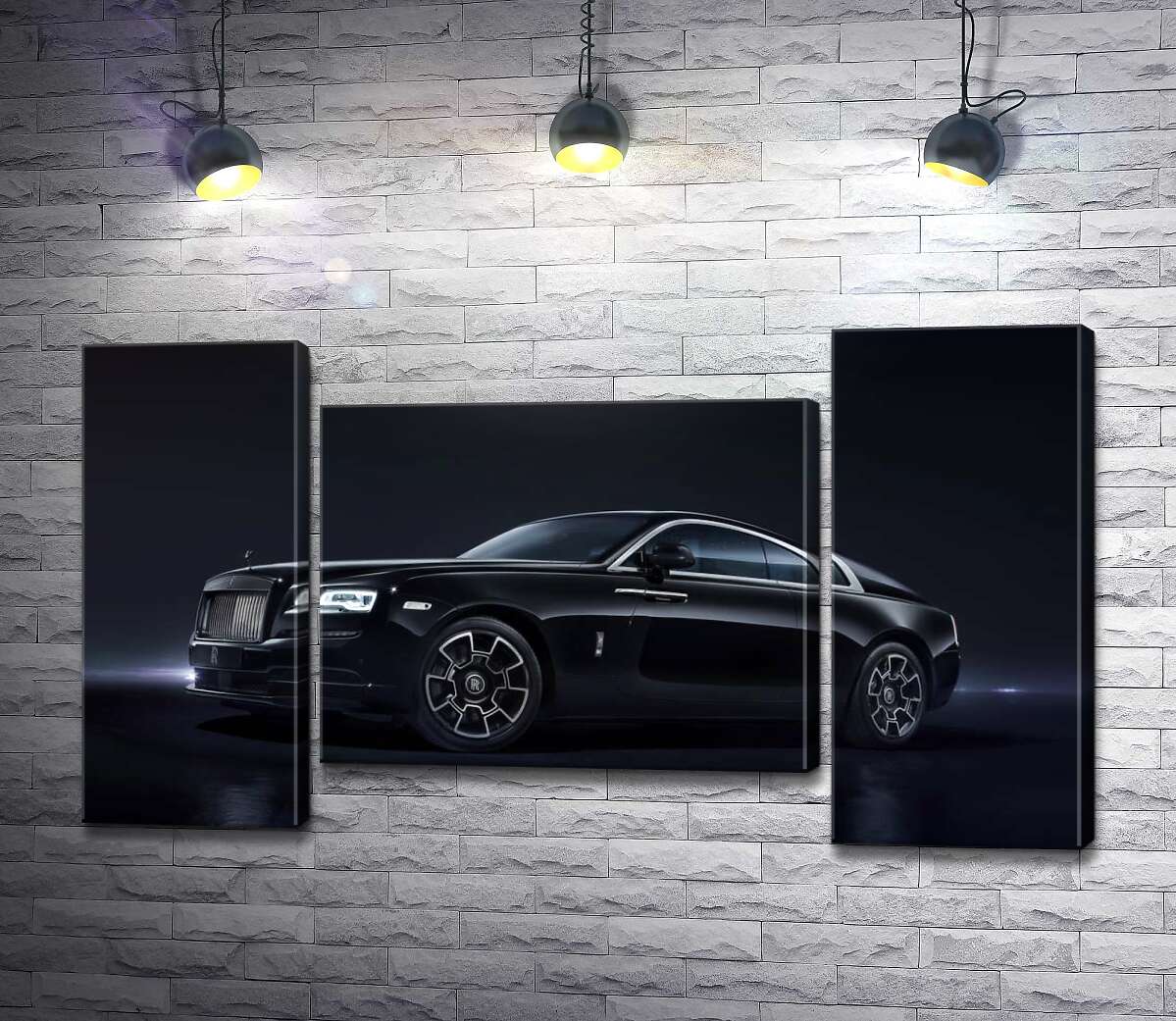 модульна картина Чорний автомобіль класу люкс Ролс-Ройс (Rolls-Royce Wraith Black Badge) (Модуль №11)