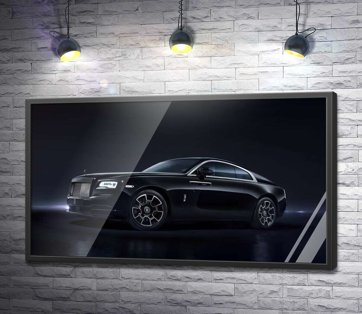 постер Черный автомобиль класса люкс Роллс-Ройс (Rolls-Royce Wraith Black Badge)