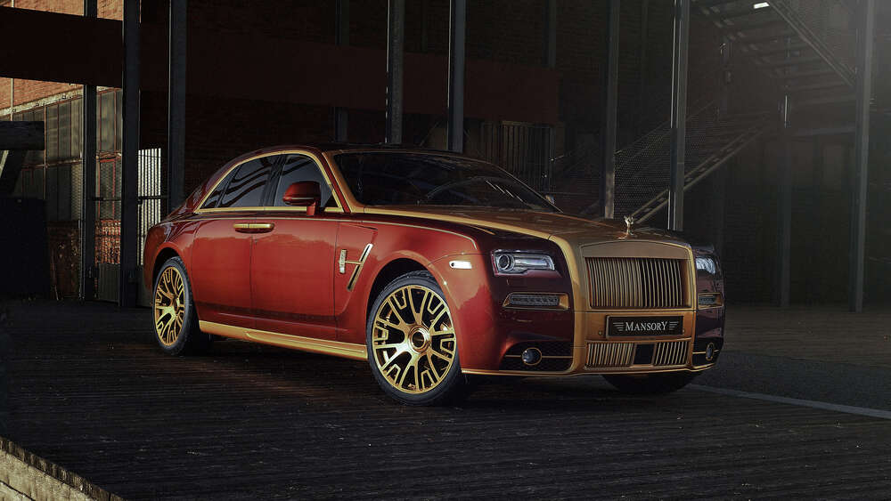 картина-постер Червоні форми автомобіля седан Ролс-Ройс (Rolls-Royce Ghost)