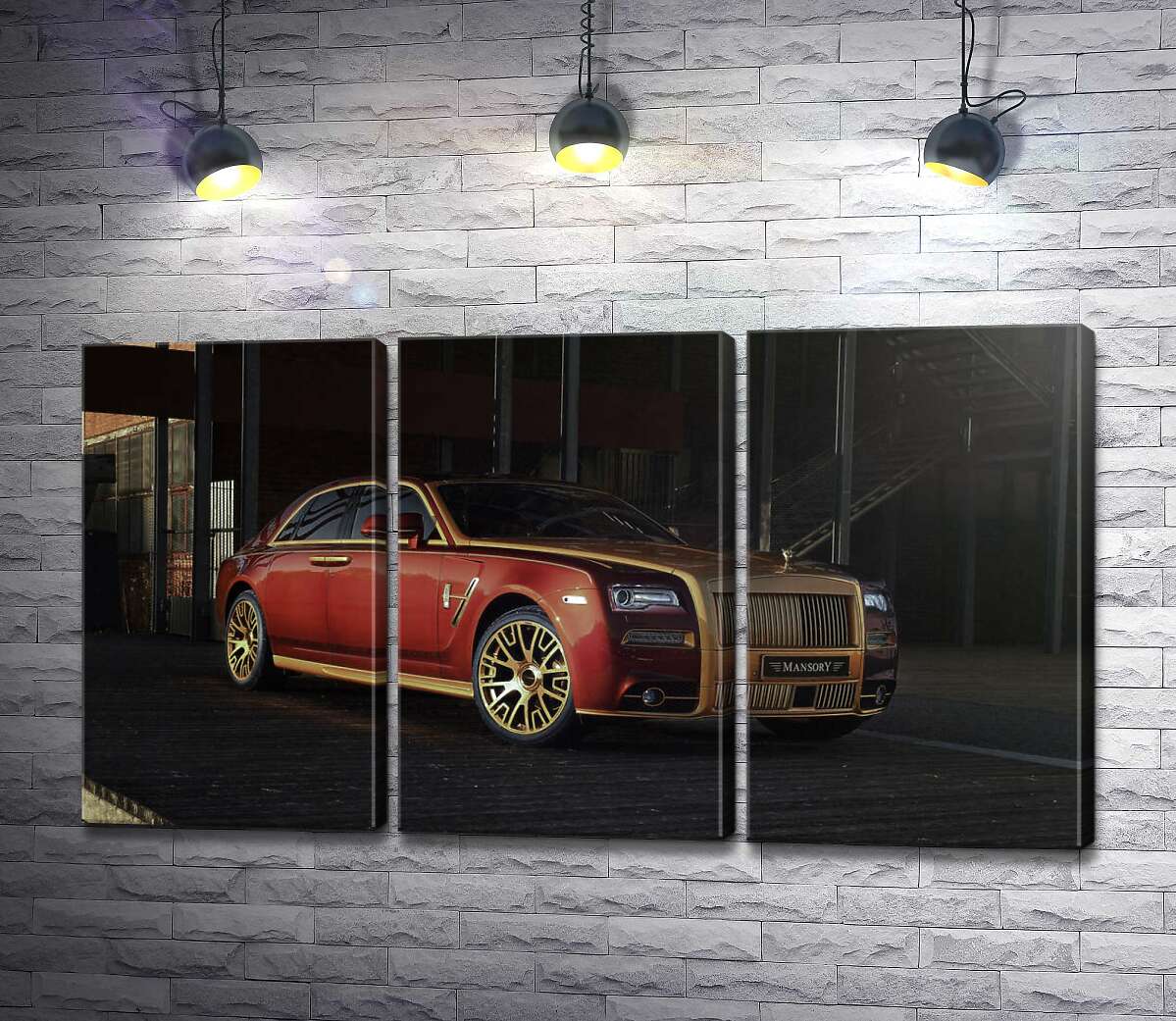 модульна картина Червоні форми автомобіля седан Ролс-Ройс (Rolls-Royce Ghost) (Модуль №2)