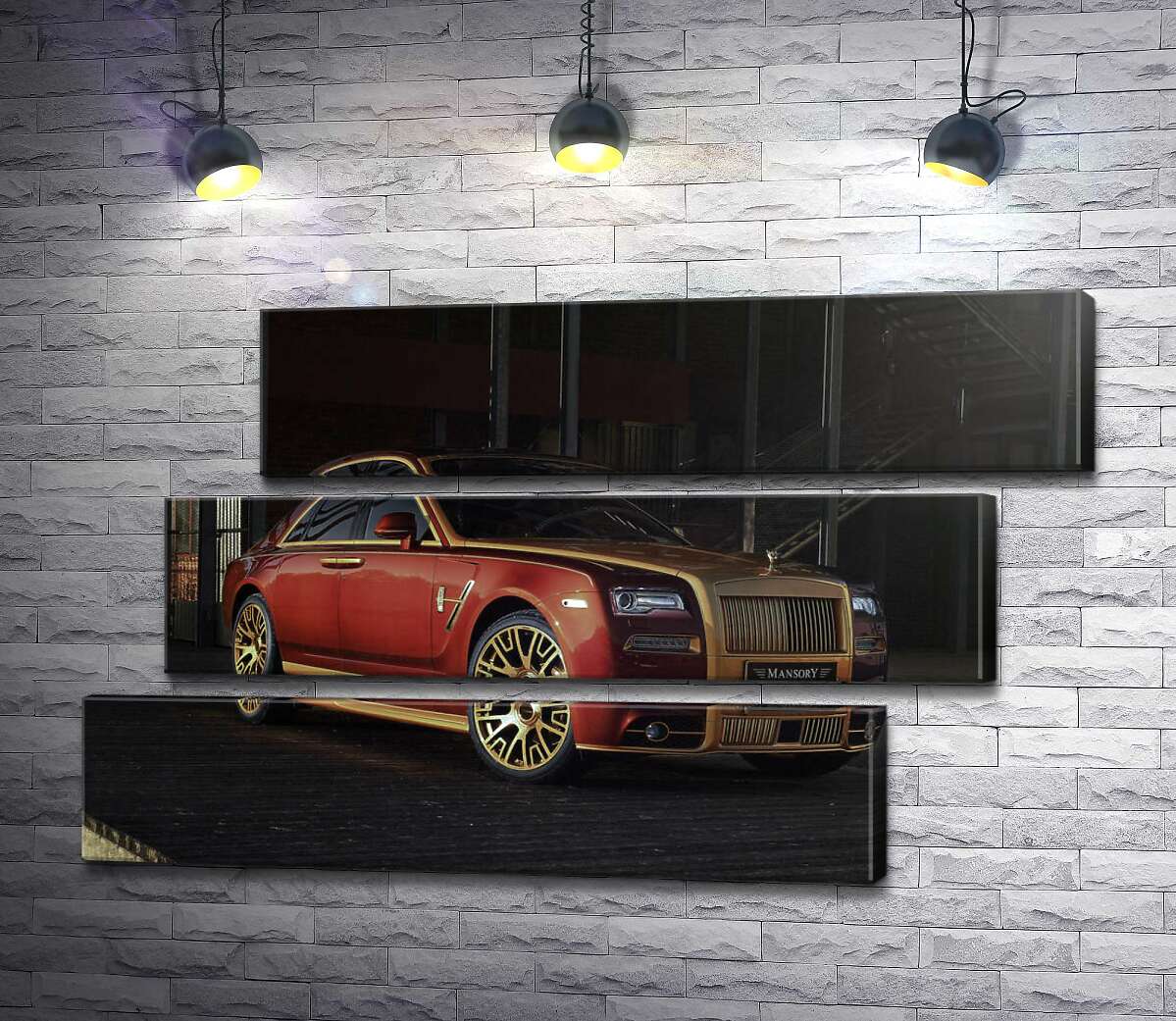 модульная картина Красные формы автомобиля седан Роллс-Ройс (Rolls-Royce Ghost) (Модуль №17)