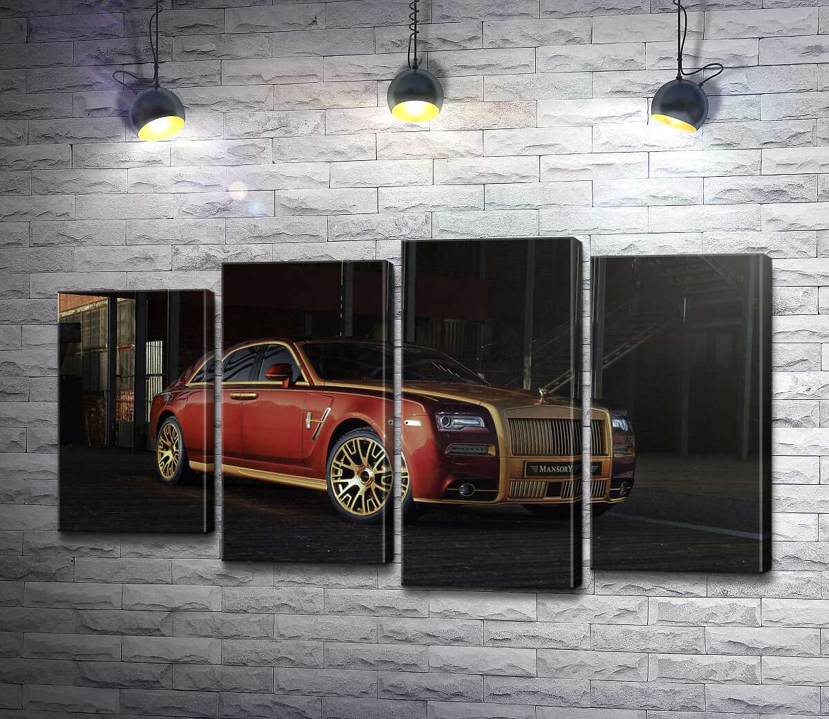модульна картина Червоні форми автомобіля седан Ролс-Ройс (Rolls-Royce Ghost) (Модуль №3)