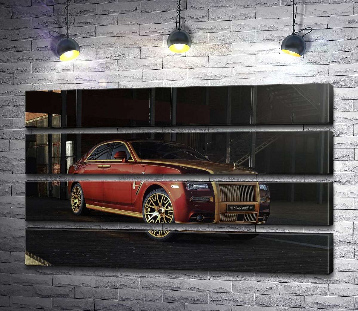модульна картина Червоні форми автомобіля седан Ролс-Ройс (Rolls-Royce Ghost) (Модуль №22)