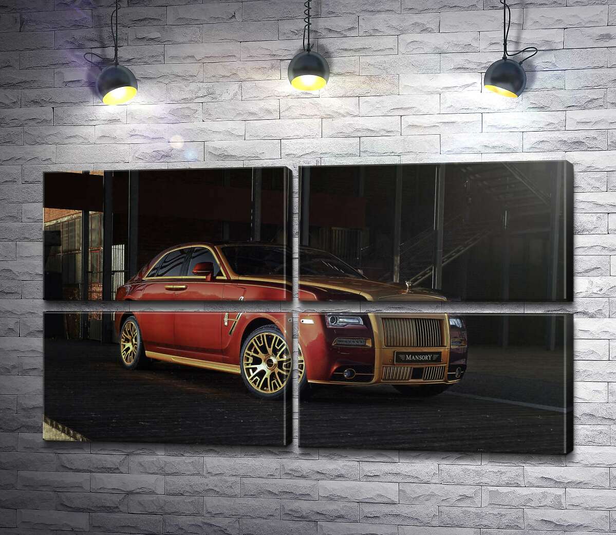 модульна картина Червоні форми автомобіля седан Ролс-Ройс (Rolls-Royce Ghost) (Модуль №25)