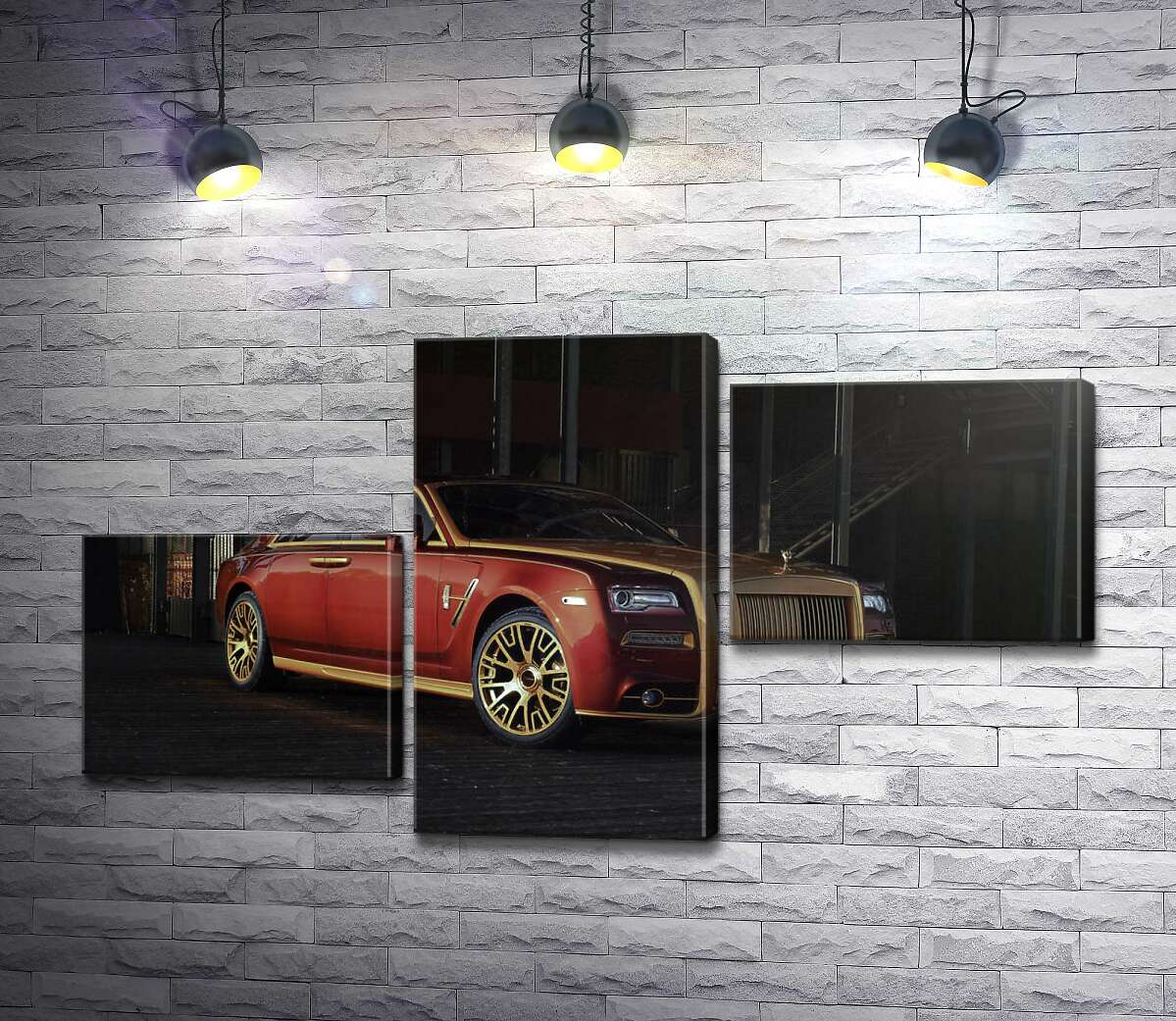 модульна картина Червоні форми автомобіля седан Ролс-Ройс (Rolls-Royce Ghost) (Модуль №12)