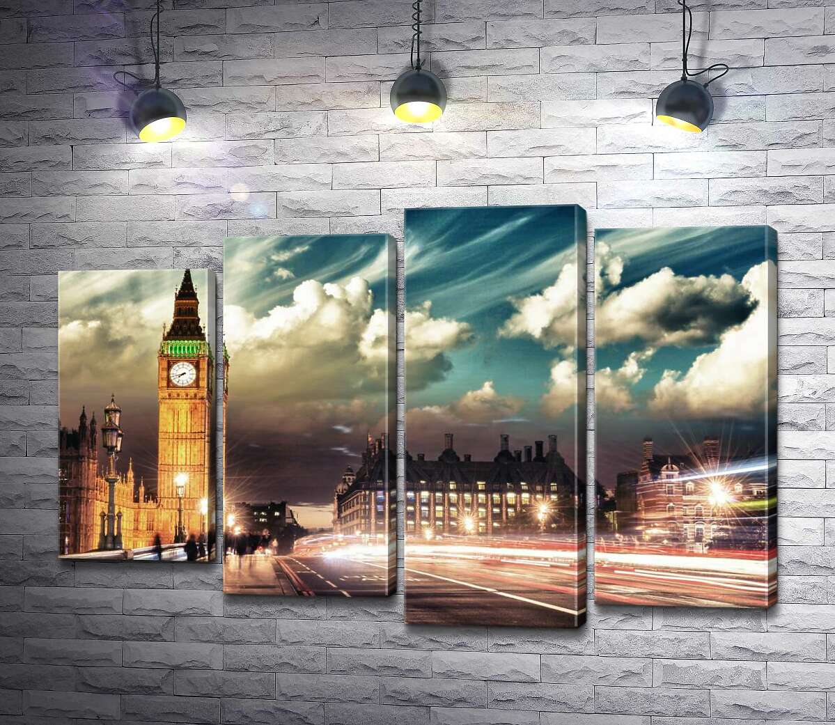 модульная картина Вечер на Вестминстерском мосту (Westminster bridge) (Модуль №3)