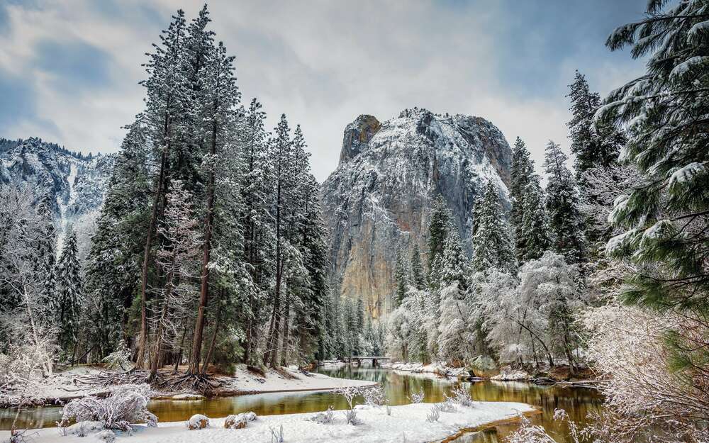 картина-постер Зимний пейзаж в долине Национального парка Йосемити (Yosemite National Park)