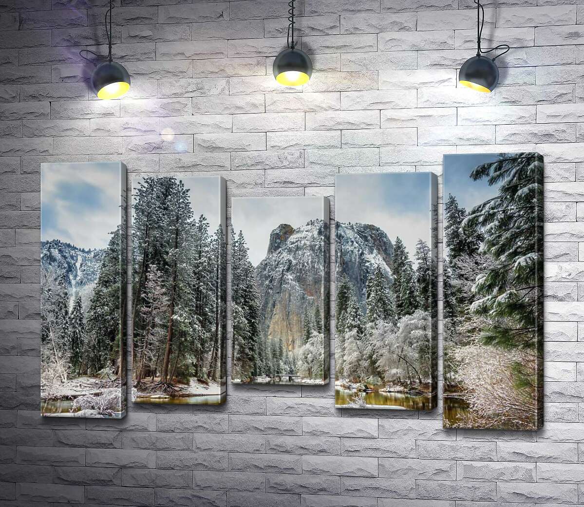 модульная картина Зимний пейзаж в долине Национального парка Йосемити (Yosemite National Park) (Модуль №27)