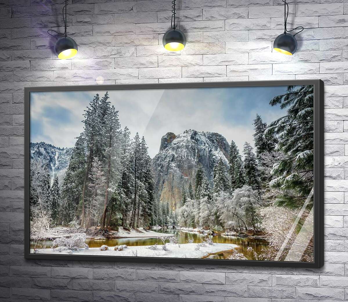 постер Зимний пейзаж в долине Национального парка Йосемити (Yosemite National Park)