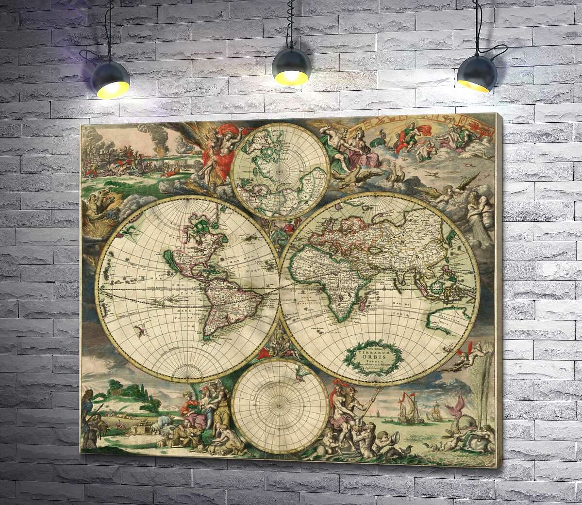 картина Карта світу в 1689 році від голландського картографа Герарда Ван Шагена (Gerrit van Schagen)