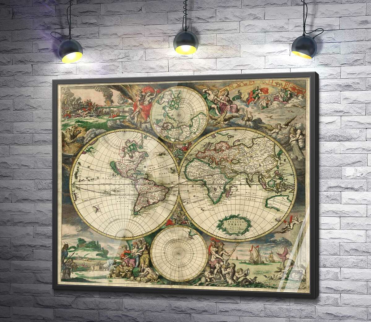 постер Карта мира в 1689 году от голландского картографа Герарда Ван Шагена (Gerrit van Schagen)