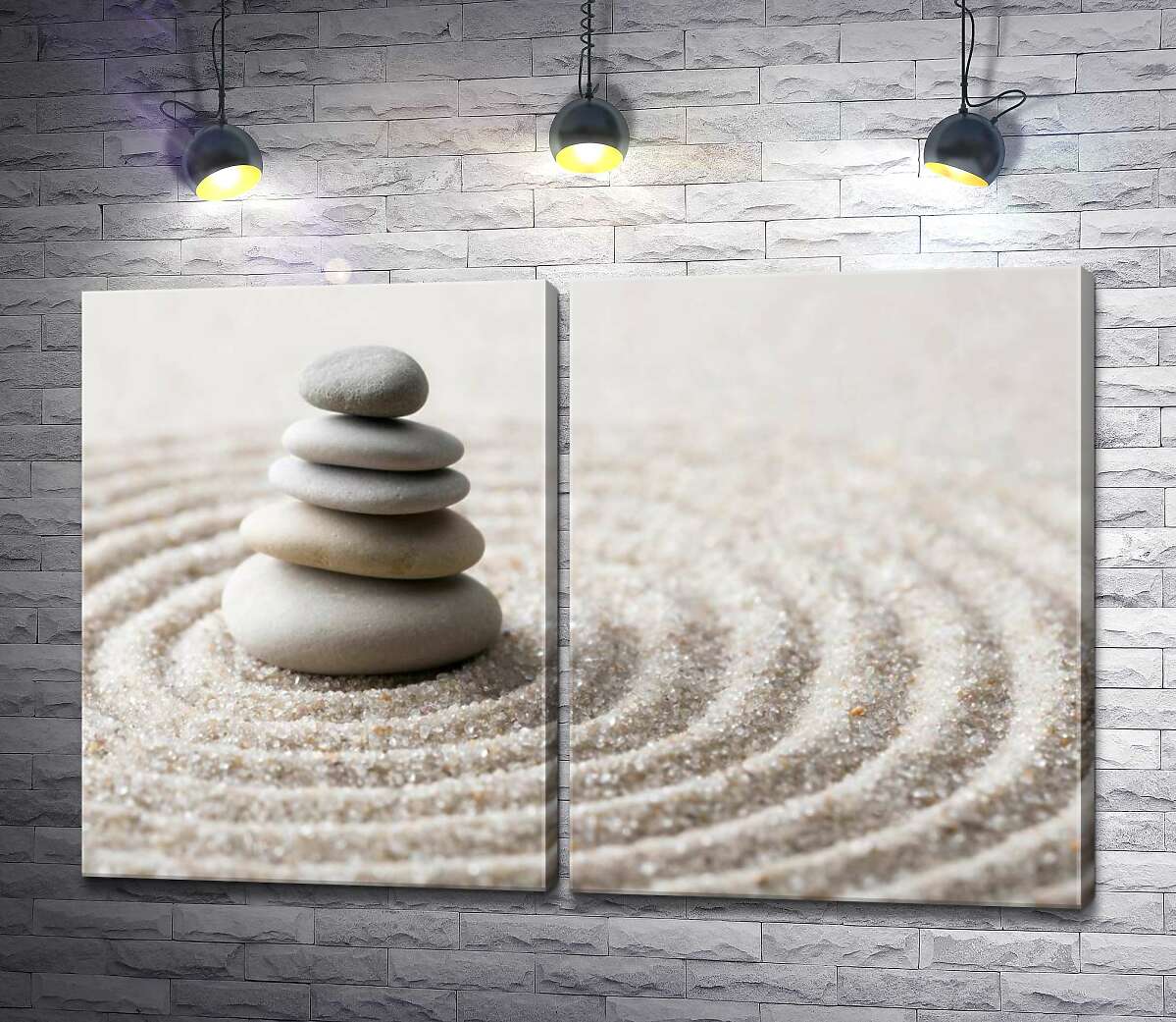 модульна картина Круги на піску навколо плоских каменів