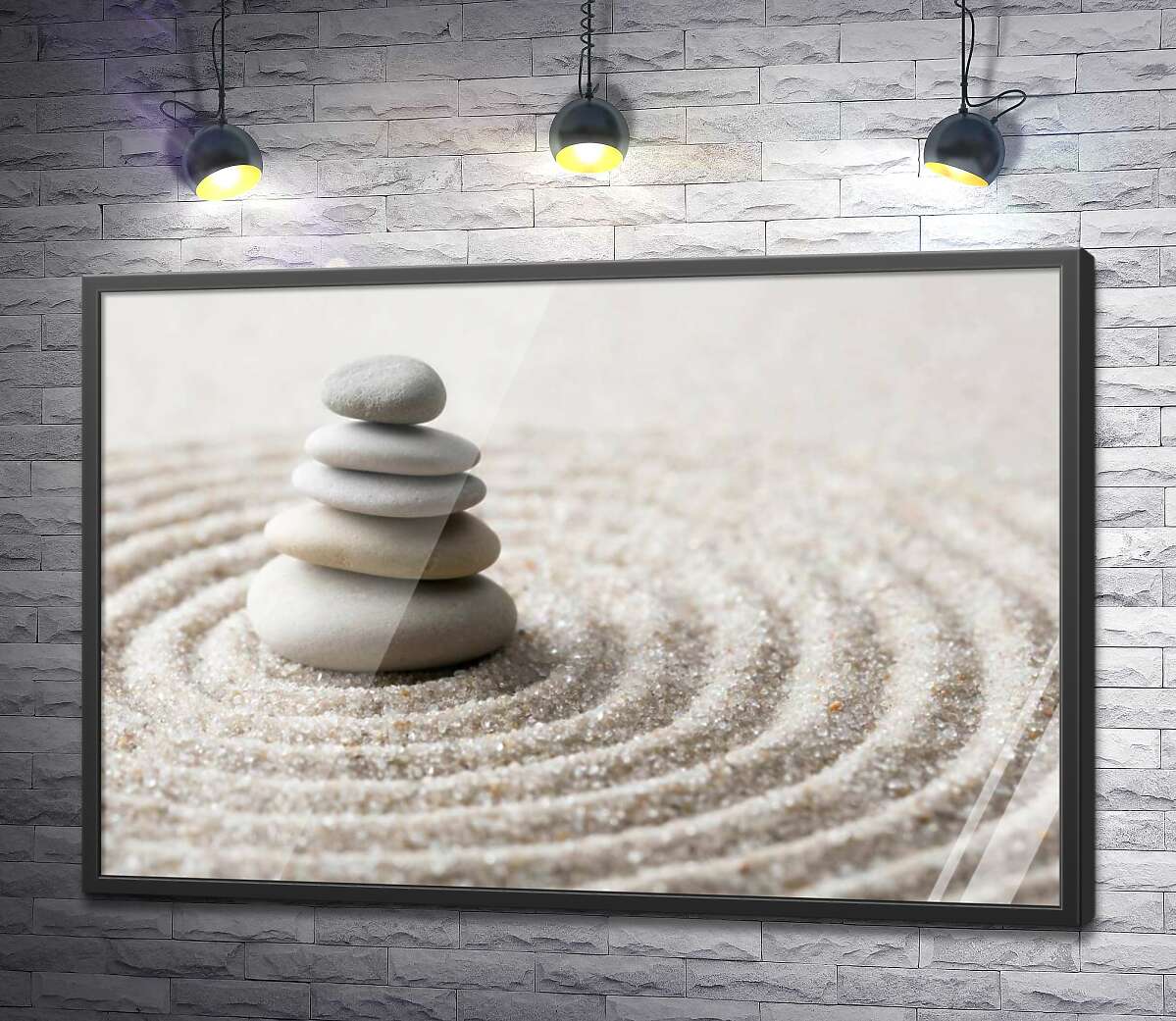 постер Круги на піску навколо плоских каменів
