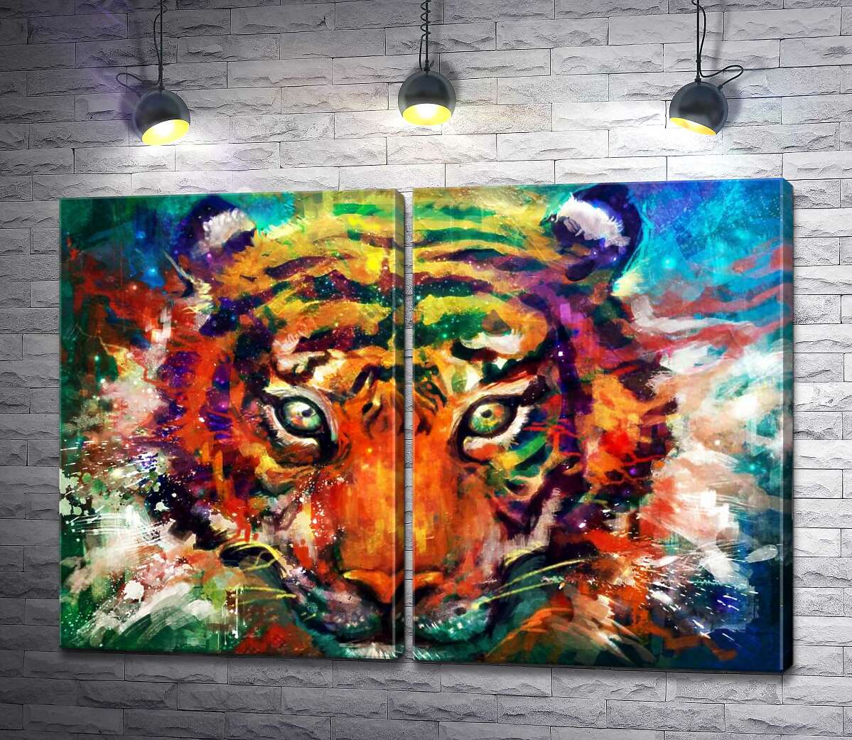 модульна картина Кольорові відтінки шерсті тигра