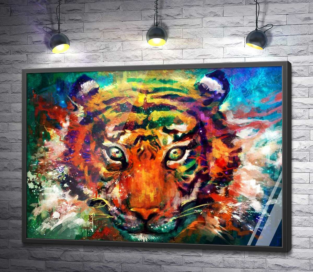 постер Кольорові відтінки шерсті тигра
