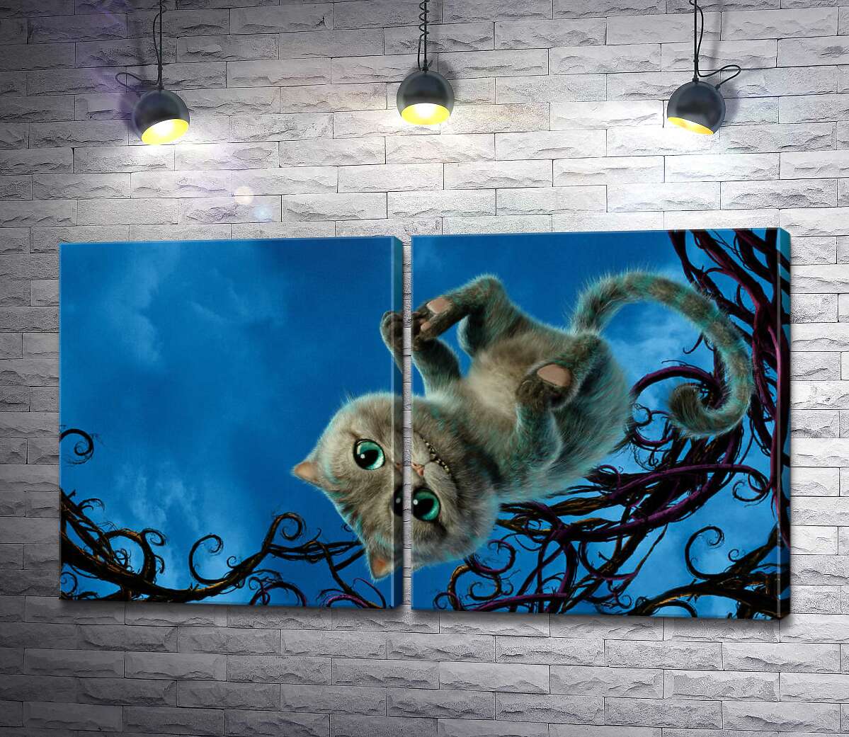 модульная картина Чеширский кот широко улыбается на постере к фильму "Алиса в стране чудес" (Alice in Wonderland)