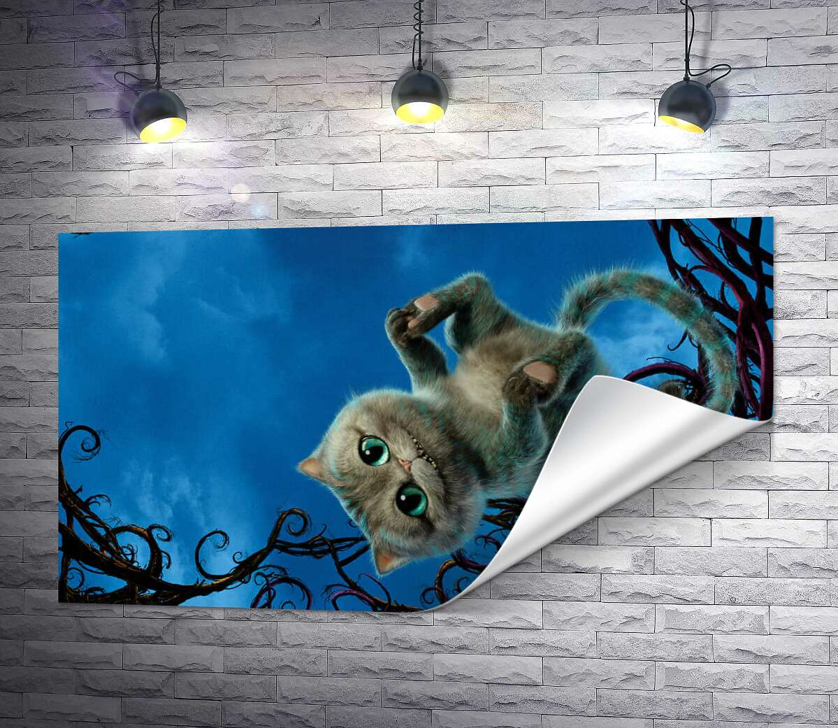 друк Чеширський кіт широко посміхається на постері до фільму "Аліса в країні див" (Alice in Wonderland)