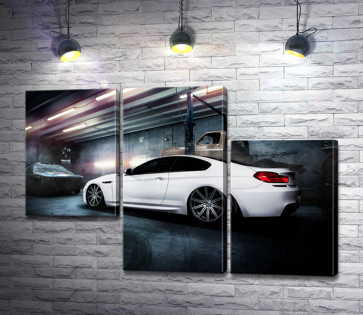 модульна картина Білий блиск автомобіля BMW M6 Gran Coupé (Модуль №13)