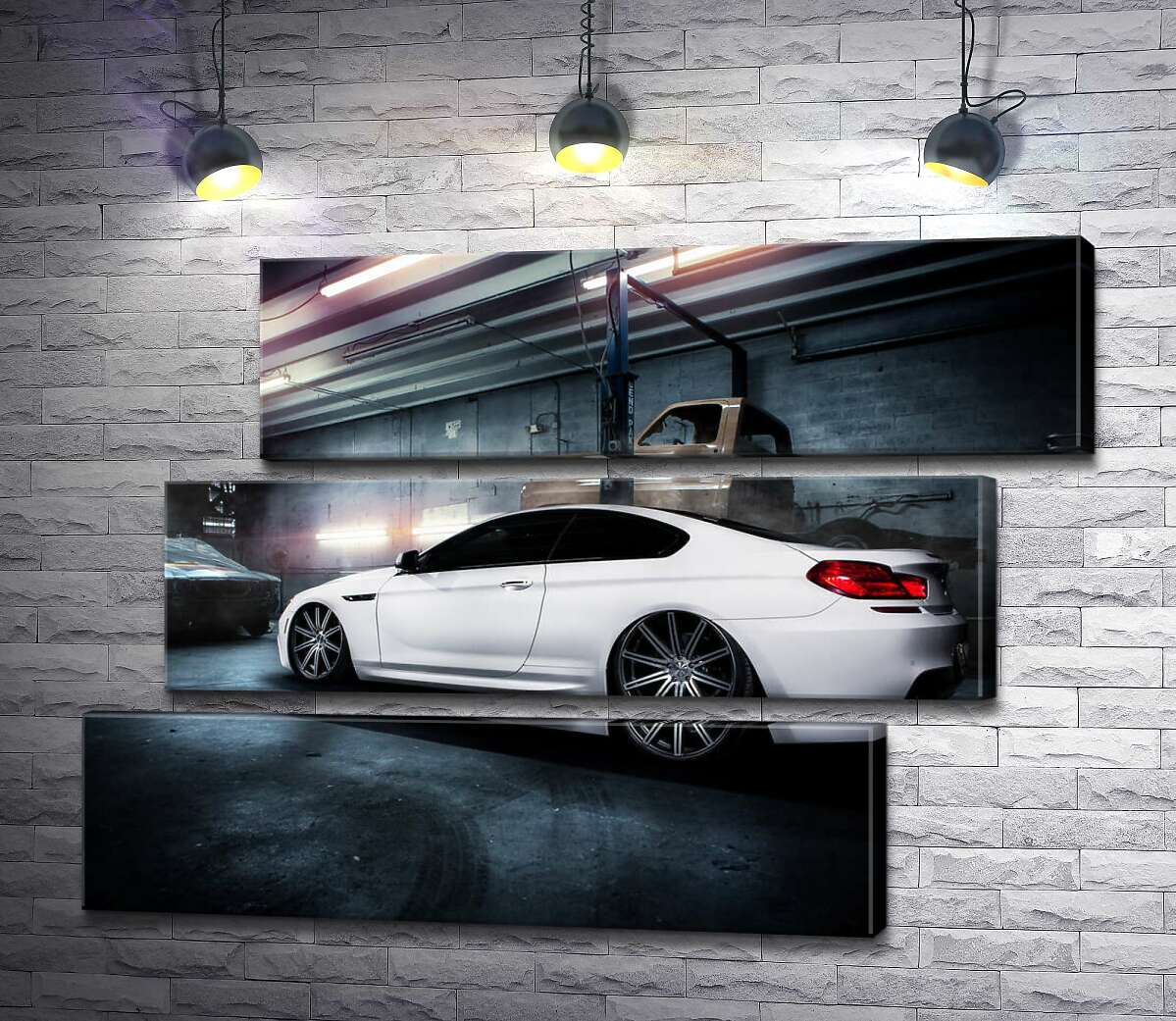модульная картина Белый блеск автомобиля BMW M6 Gran Coupé (Модуль №17)