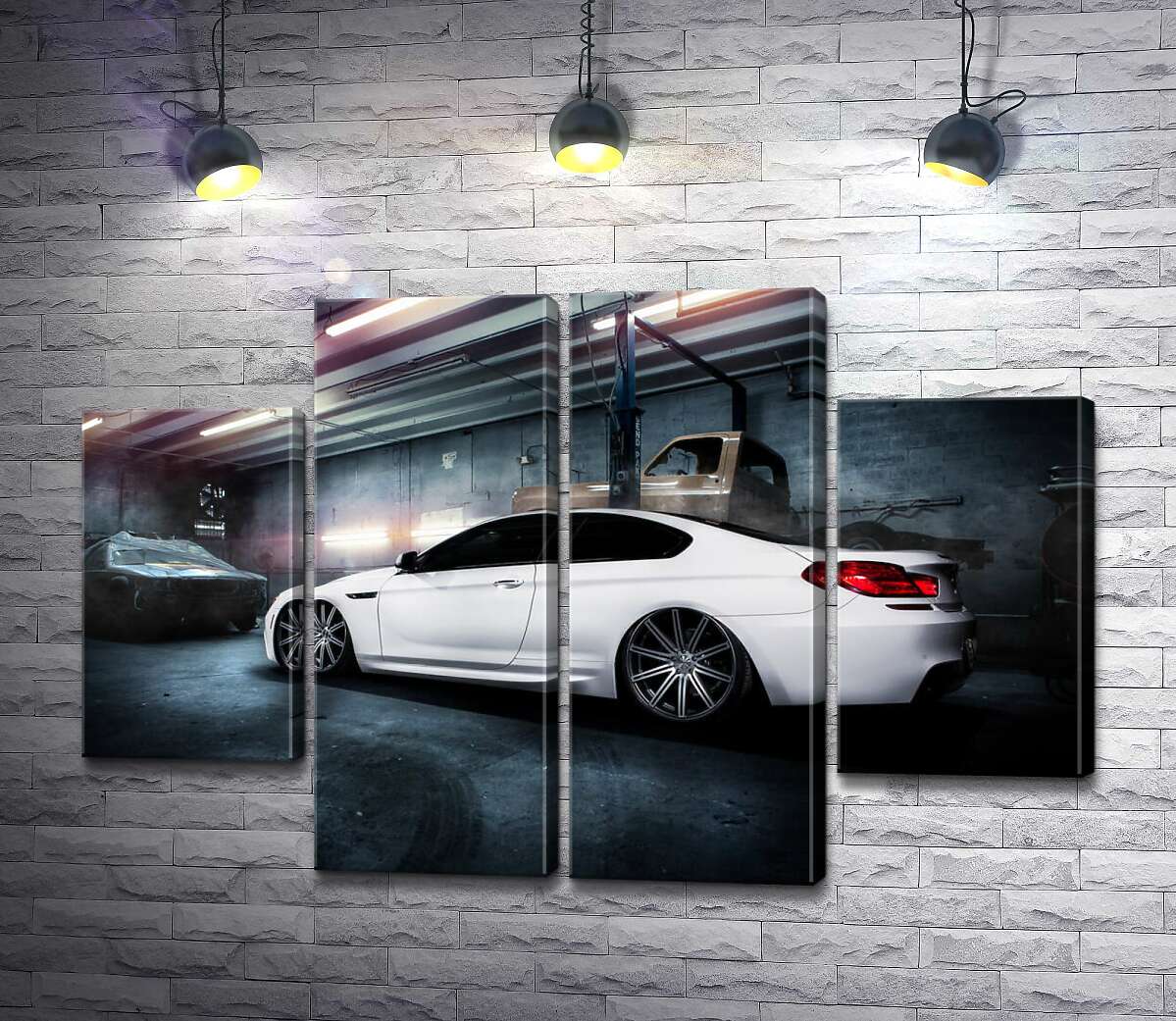 модульная картина Белый блеск автомобиля BMW M6 Gran Coupé (Модуль №20)