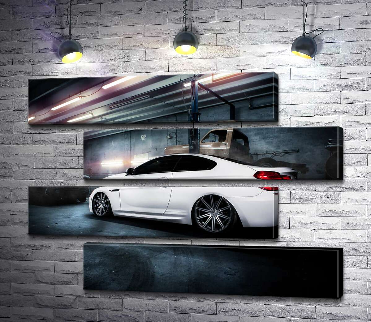 модульна картина Білий блиск автомобіля BMW M6 Gran Coupé (Модуль №23)