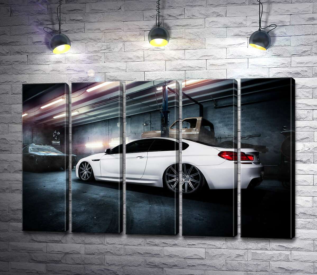 модульная картина Белый блеск автомобиля BMW M6 Gran Coupé (Модуль №26)