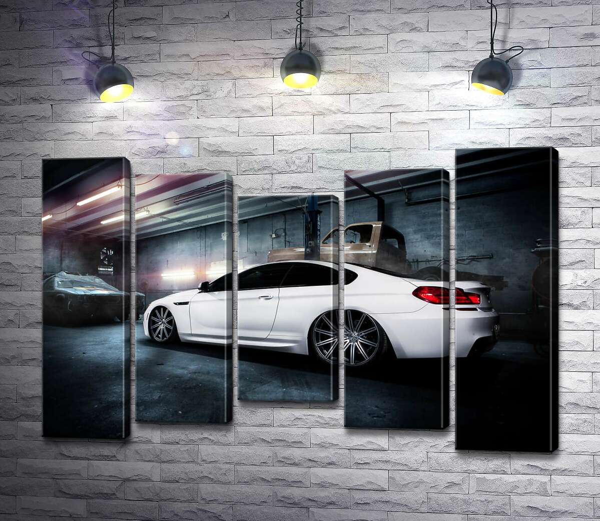 модульная картина Белый блеск автомобиля BMW M6 Gran Coupé (Модуль №27)