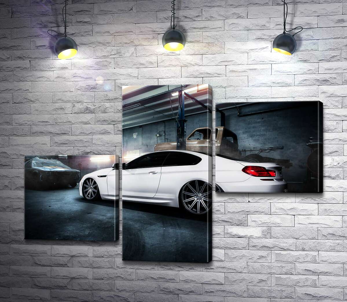 модульна картина Білий блиск автомобіля BMW M6 Gran Coupé (Модуль №12)